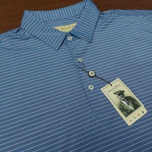 Donald Ross Sportswear Striped Polo Golf Shirt Marina Blue Sunset Men's Size L